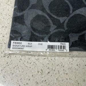 BRAND NEW NWT Authentic Coach Scarf Wrap Black Factory Sealed. Wool/Silk.